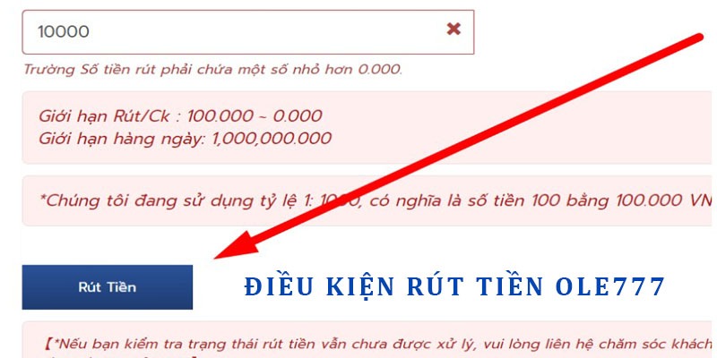 Điều kiện rút tiền OLE777 hội viên cần nắm rõ